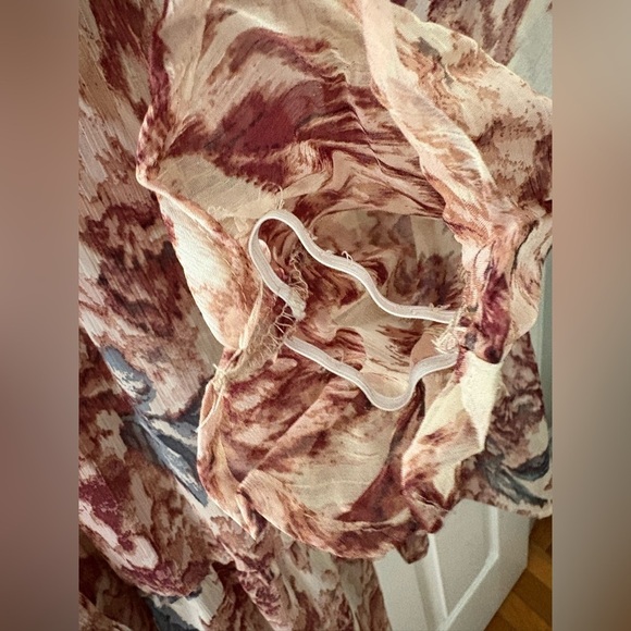 Black Tape floral chiffon balloon sleeve sheer dress small oversized - Picture 3 of 9